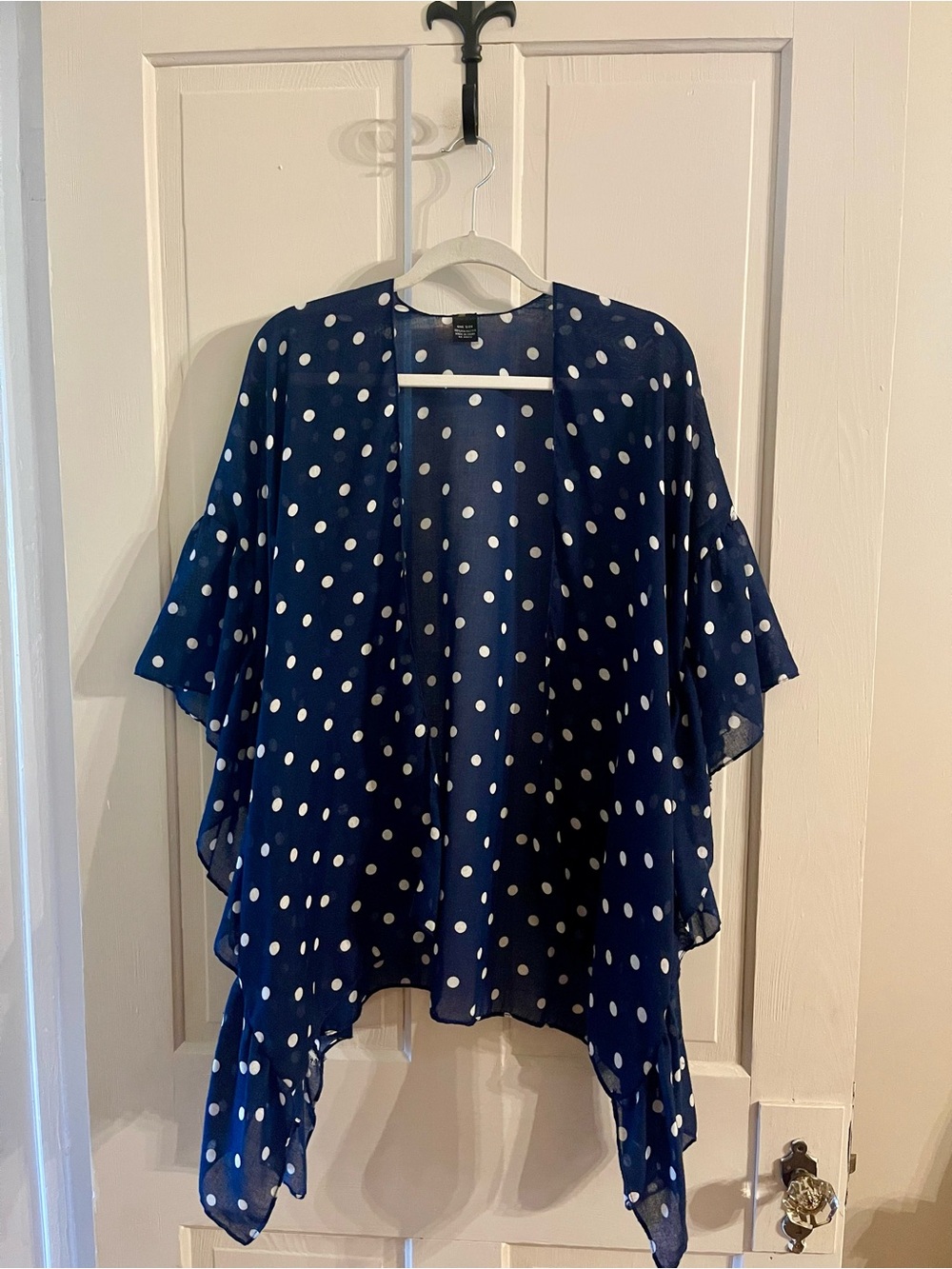 Navy blue polka dot kimono